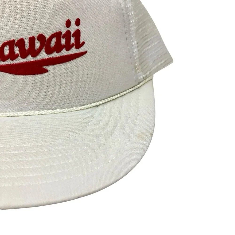 Vintage Hawaii Trucker Hat White‎ Mesh Snapback Beach Surf Tropical Y2K Cap
